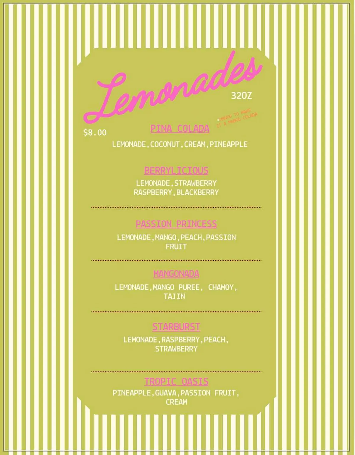 Current Joyful Squeeze Co. menu page 2